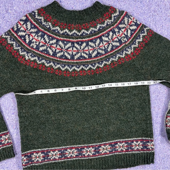 Croft & Barrow Fair Isle Green Patterned Knit Pullover Sweater Size Medium - Picture 7 of 8
